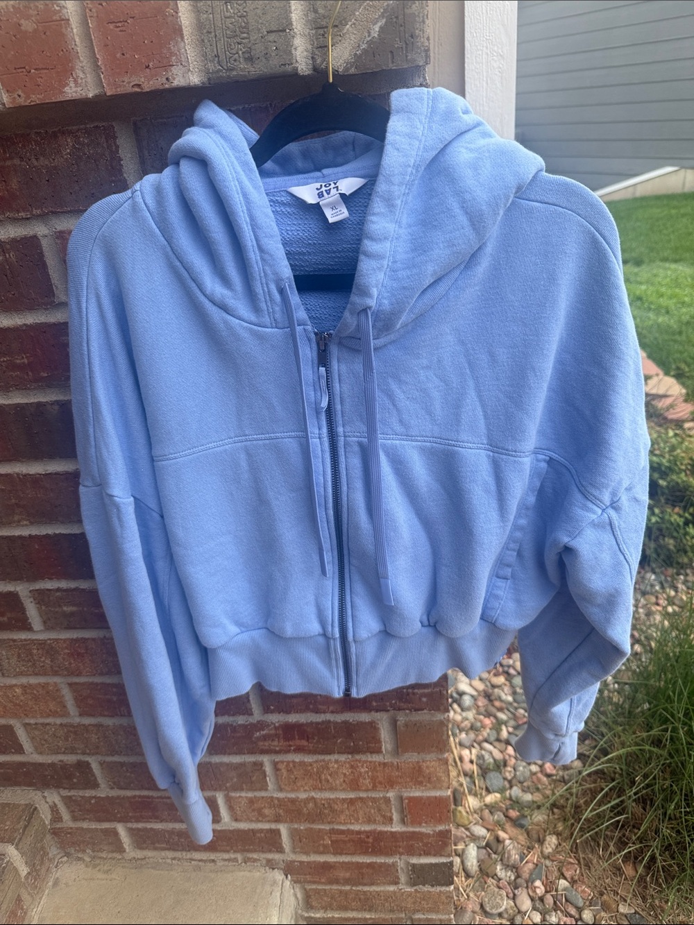JoyLab Light Blue Cropped Zip-Up Hoodie